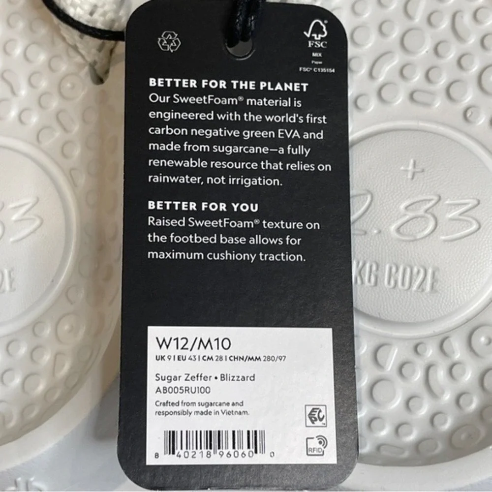 Allbirds Slides Mens Size 10 Sugar Zeffer Flip Flops‎ Unisex White Blizzard NWT - Picture 10 of 13